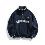 Casual stand-up collar fleece-lined sweatshirt