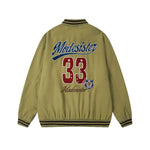 Retro letter stand collar jacket