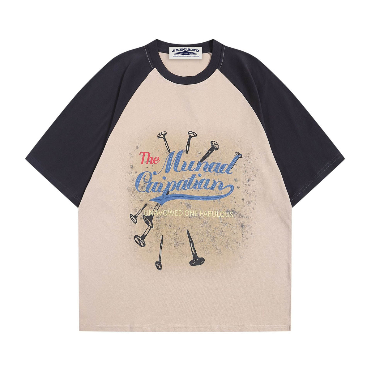 American retro contrasting raglan letter short sleeves