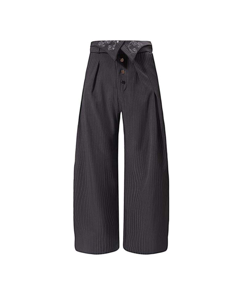 Embroidered striped trousers