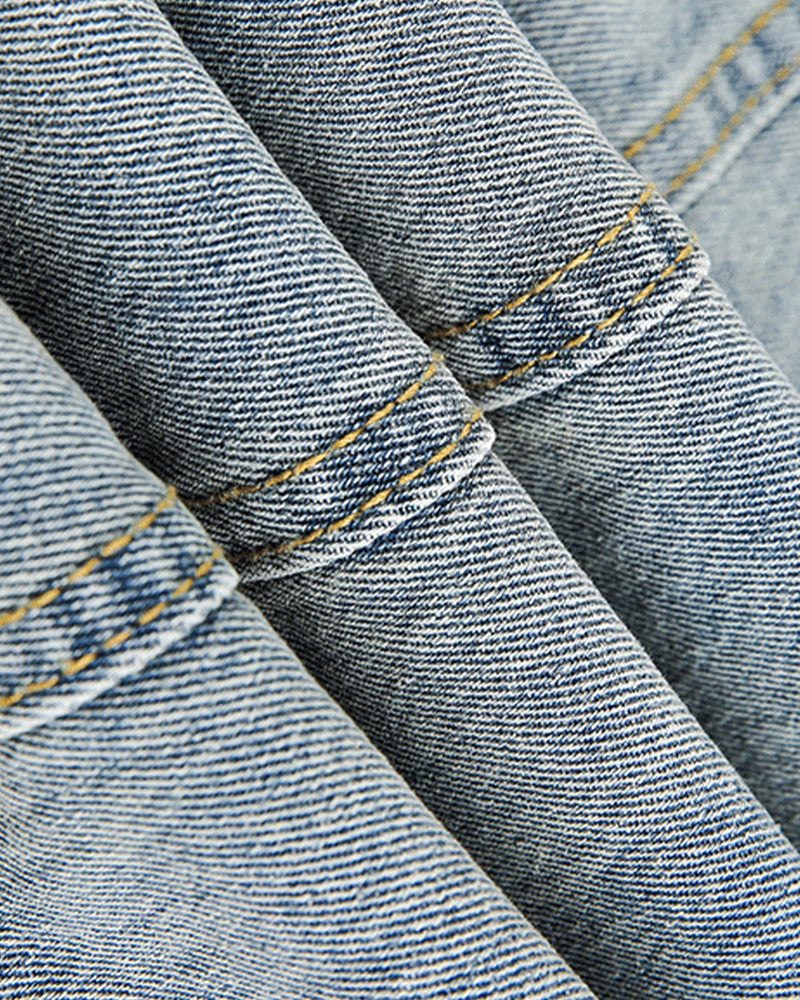 拼接撞色寬鬆牛仔褲