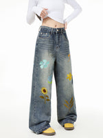 retro casual denim trousers
