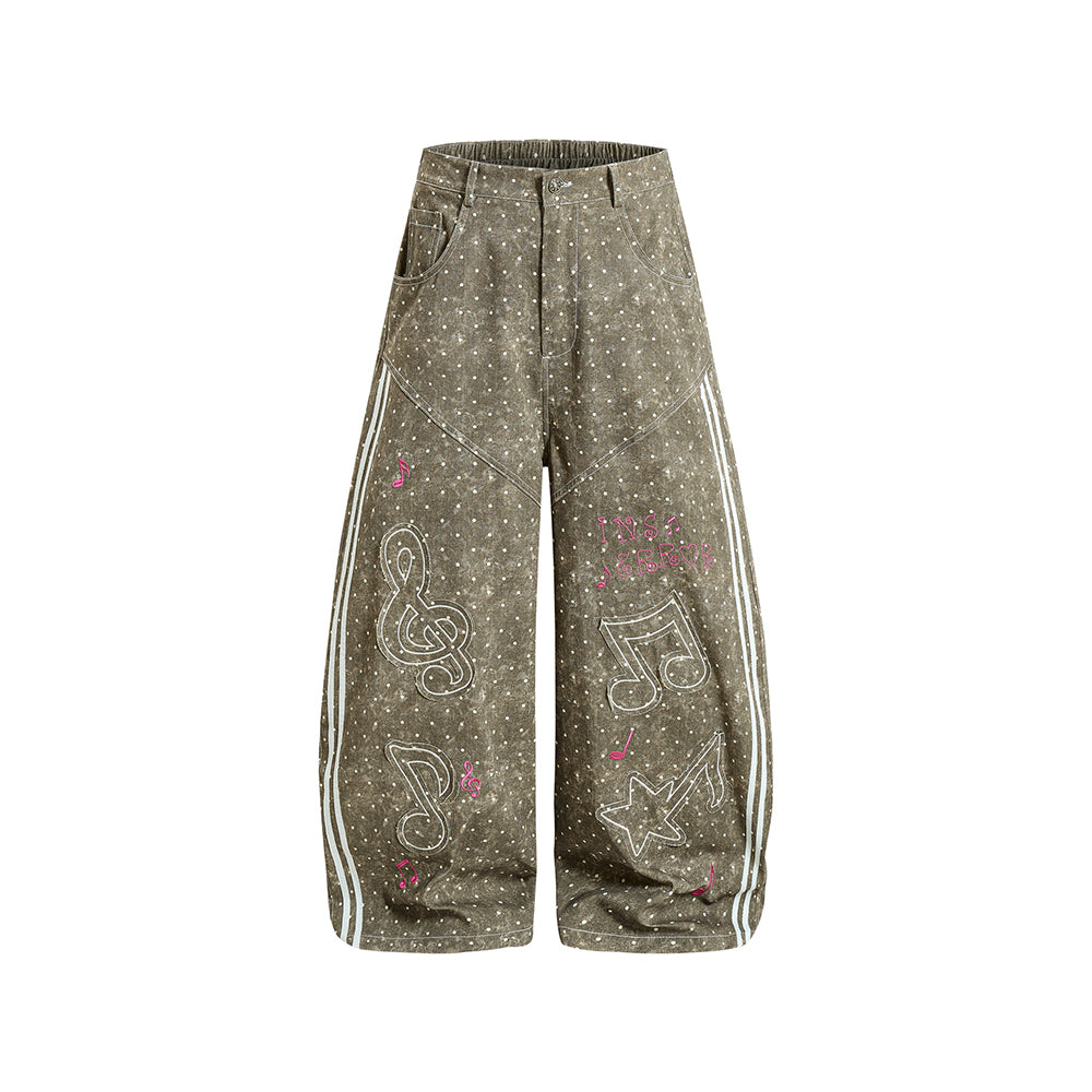 休閑波點牛仔褲