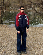 Color-blocked cotton-padded jacket