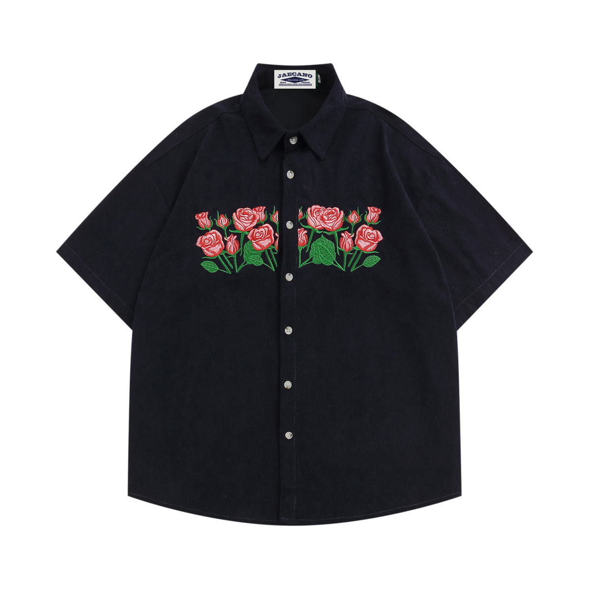 vintage rose embroidered short sleeve shirt