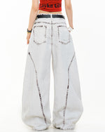 Retro loose curved trousers