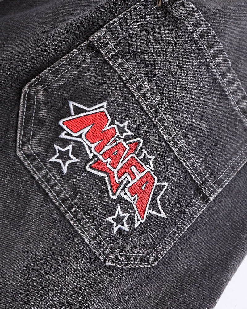 Vintage washed denim shorts