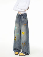retro casual denim trousers