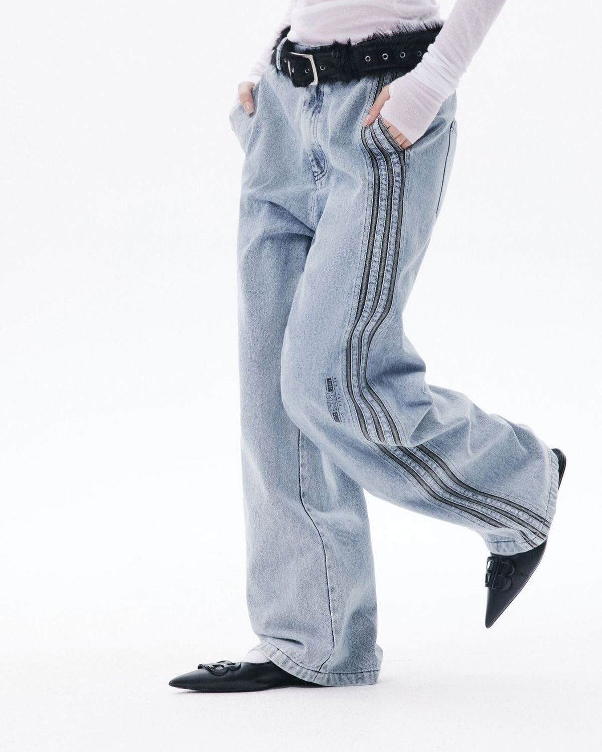 Retro versatile denim trousers