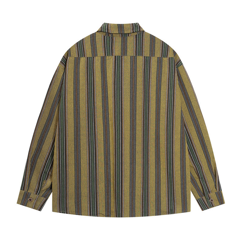 Letter vertical stripe tie long sleeve shirt