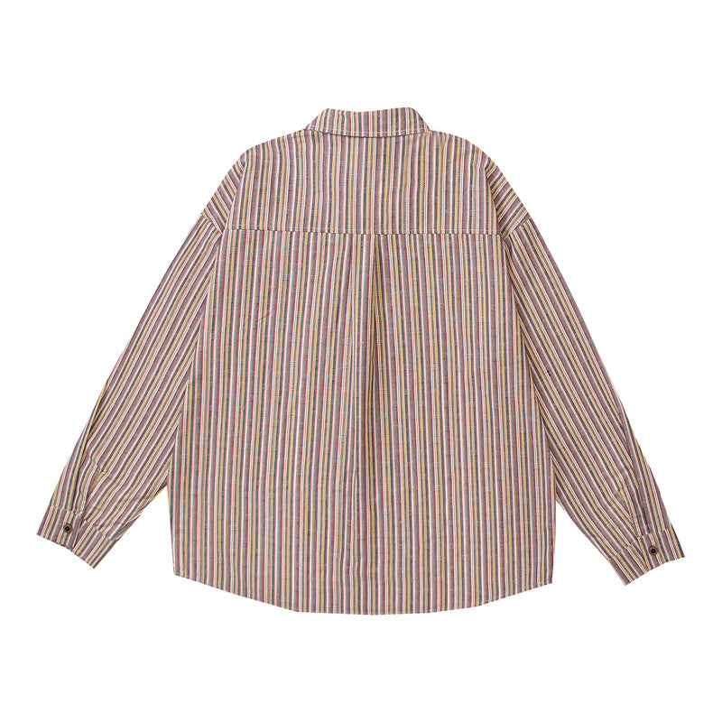 Fun cartoon embroidered striped shirt