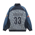 復古撞色條紋牛仔外套