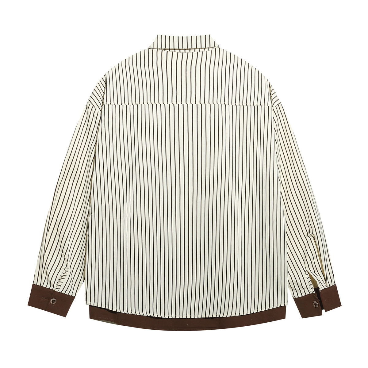 Retro contrast striped fake two-piece shirt