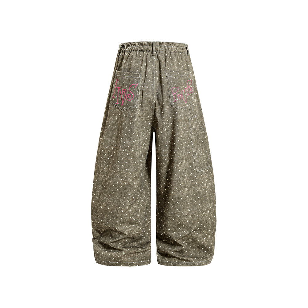 休閑波點牛仔褲