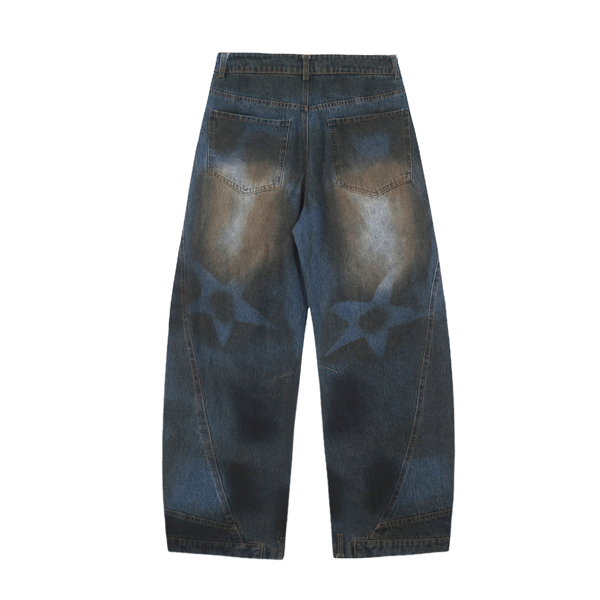 Retro distressed denim trousers