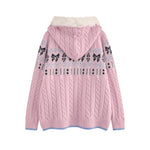 Retro cute hooded cardigan sweater