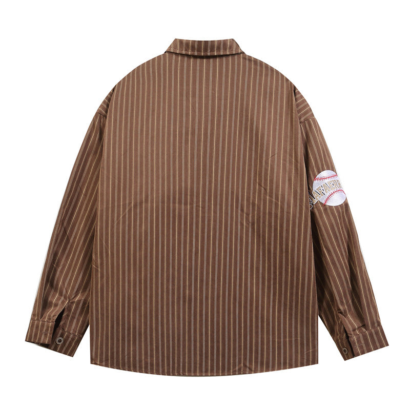 Retro vertical stripe contrast shirt