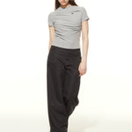 American retro solid color all-match short sleeves (women's)