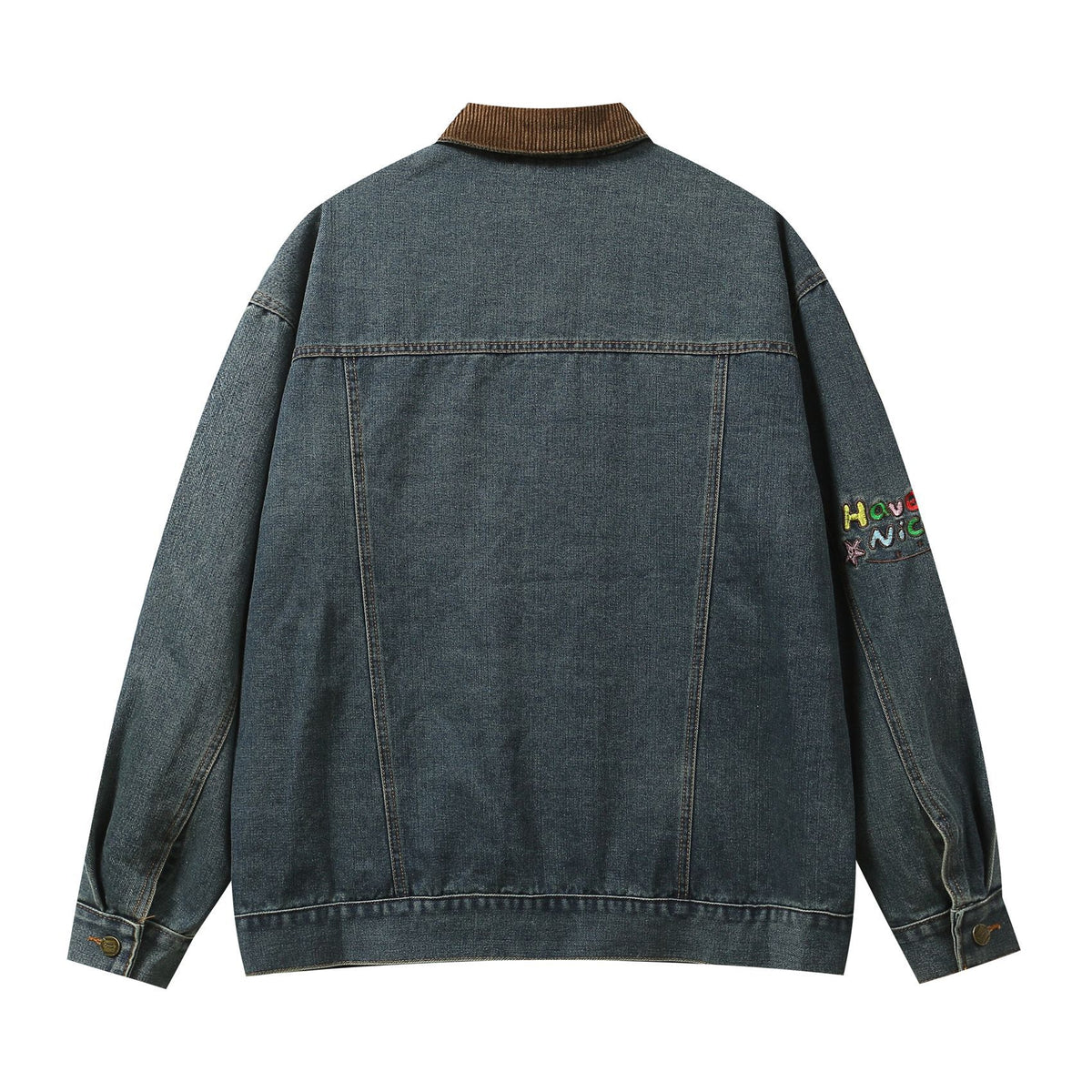 retro cartoon embroidered denim jacket