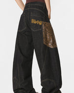 Panelled wide-leg trousers