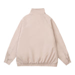 patchwork letter embroidered stand collar jacket