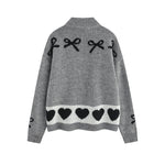 Retro cute bow cardigan sweater