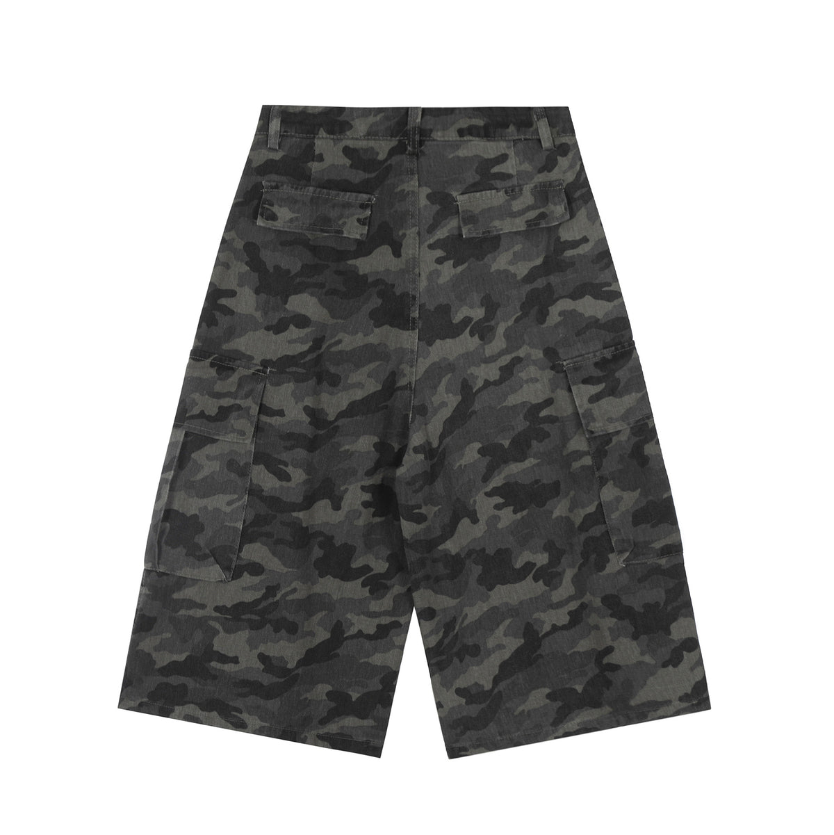 Washed camouflage cargo shorts