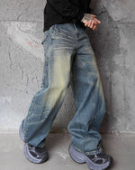 Washed wide-leg jeans