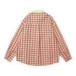 卡通刺綉格子長袖襯衫