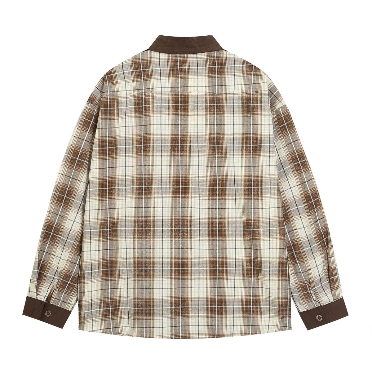 Vintage plaid contrast long-sleeved shirt