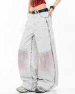 Retro loose curved trousers