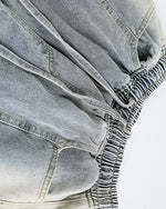 拼接撞色寬鬆牛仔褲