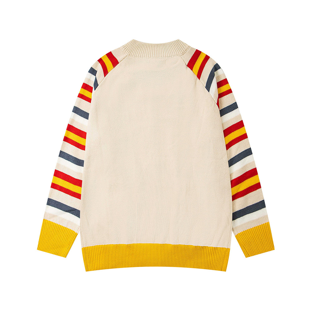 Contrast color panel sweater