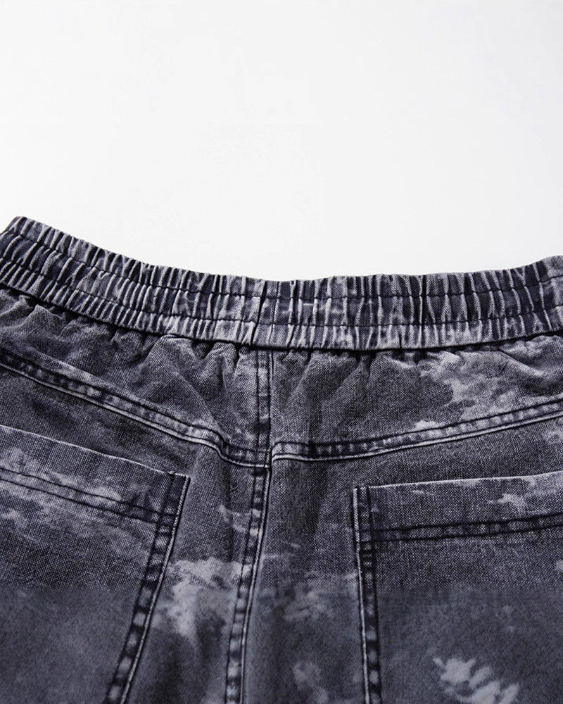 camouflage paneled overalls