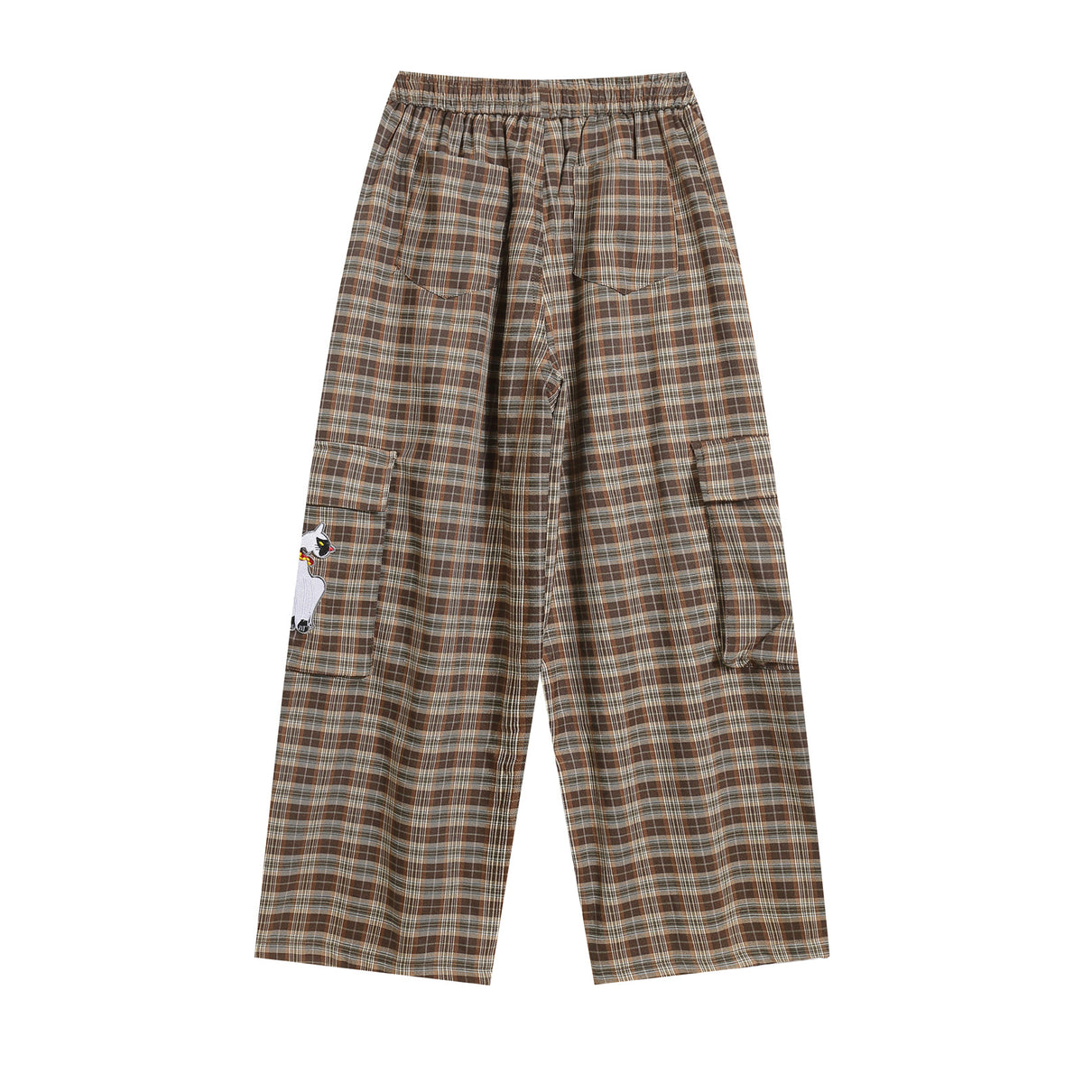 Retro cartoon plaid casual pants