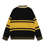 Patchwork contrast color polo sweater