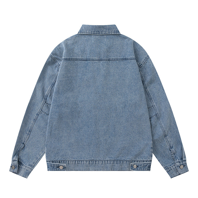 Contrast color denim couple's jacket