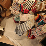 復古甜美可愛條紋船襪