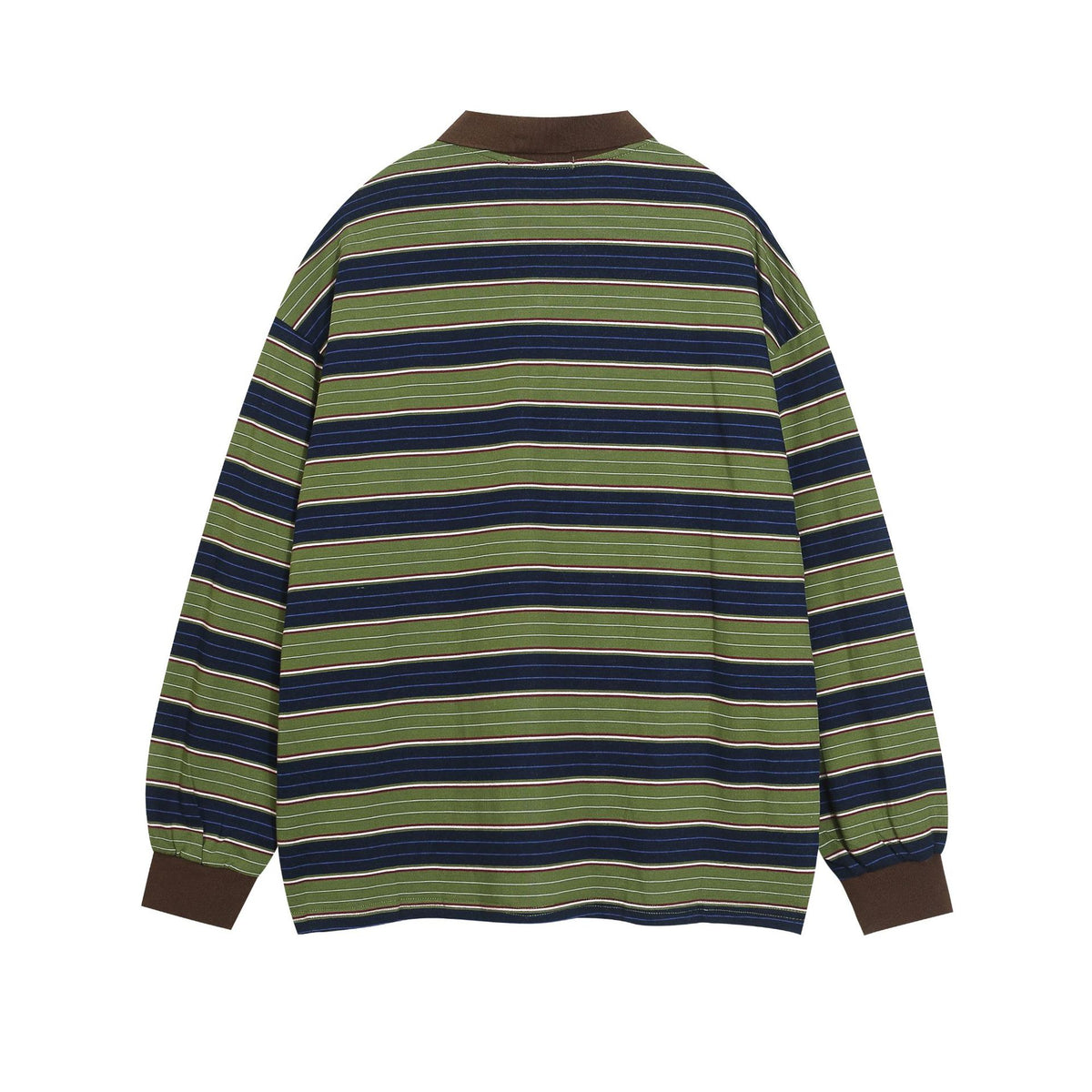 Retro contrast striped polo long sleeves