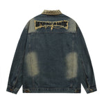 Retro patchwork lapel denim jacket
