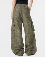 Camouflage multi-pocket straight-leg trousers