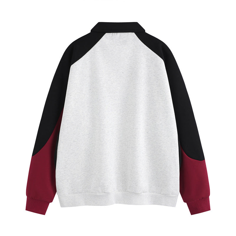 Retro patchwork contrasting letter sweatshirt