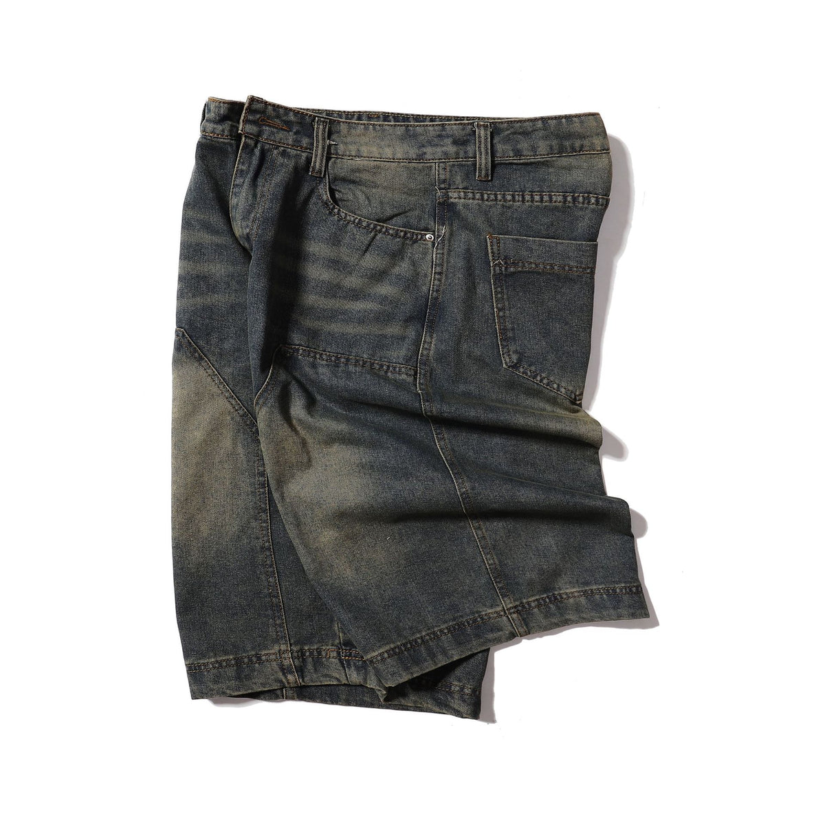 Vintage washed denim shorts