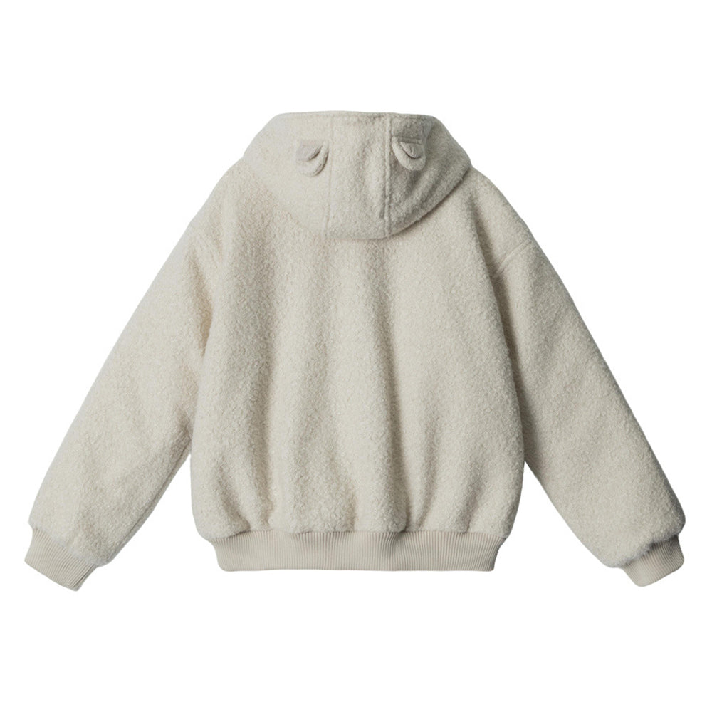 울 플리스 후드 코튼 코트