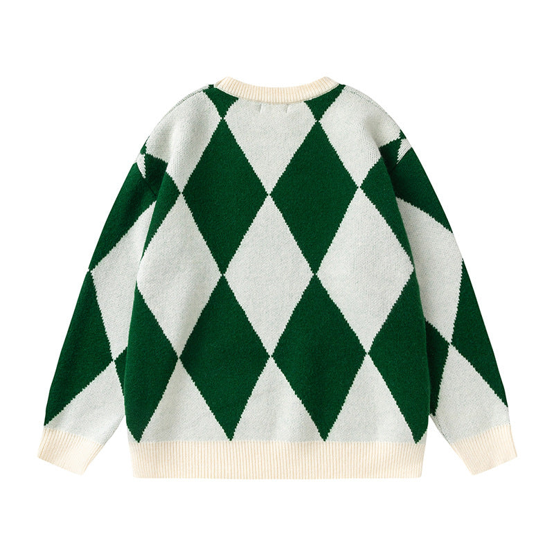 Argyle Christmas Embroidered Sweater