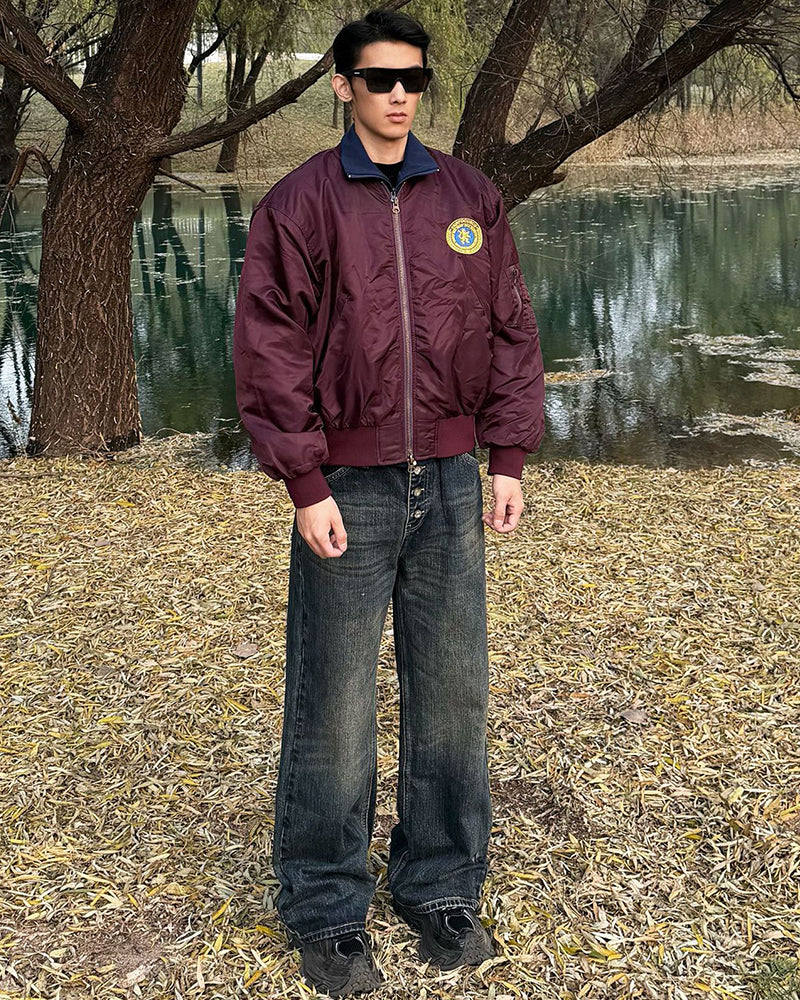 Unique color-blocked cotton-padded jacket