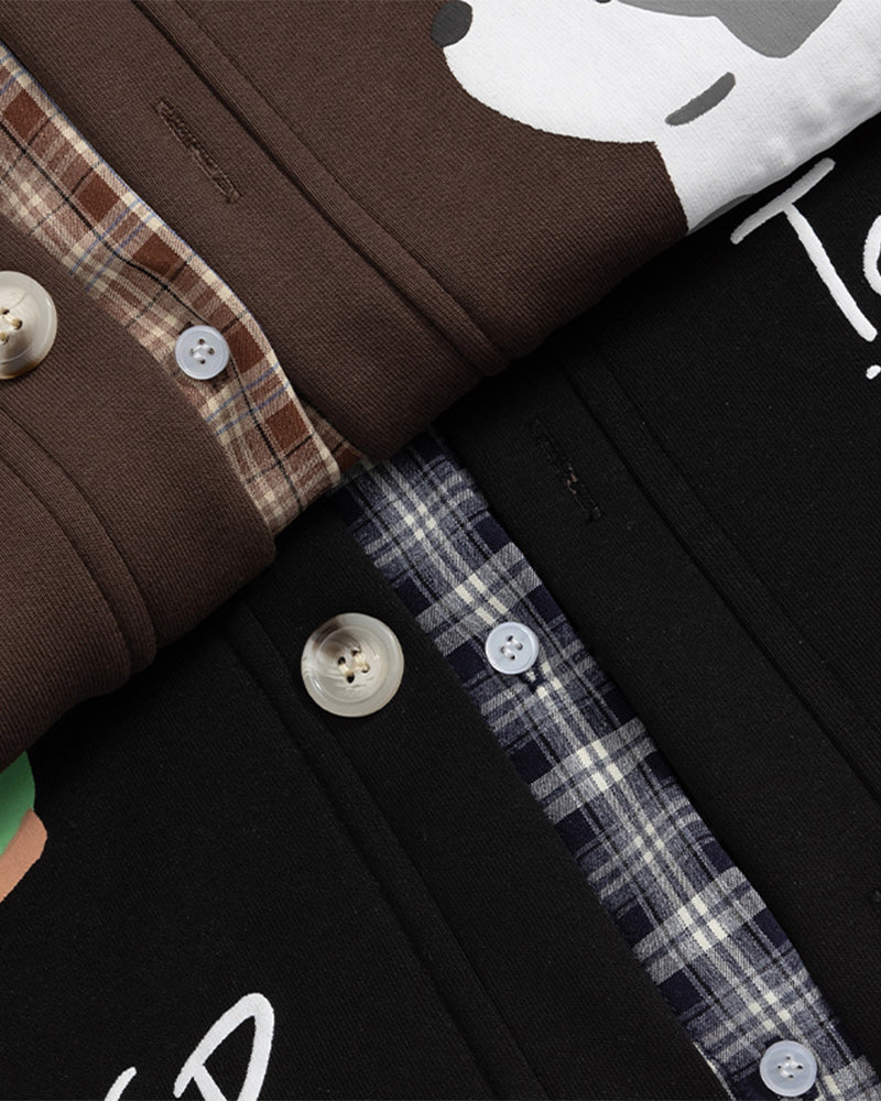 Collared faux two-piece couple top