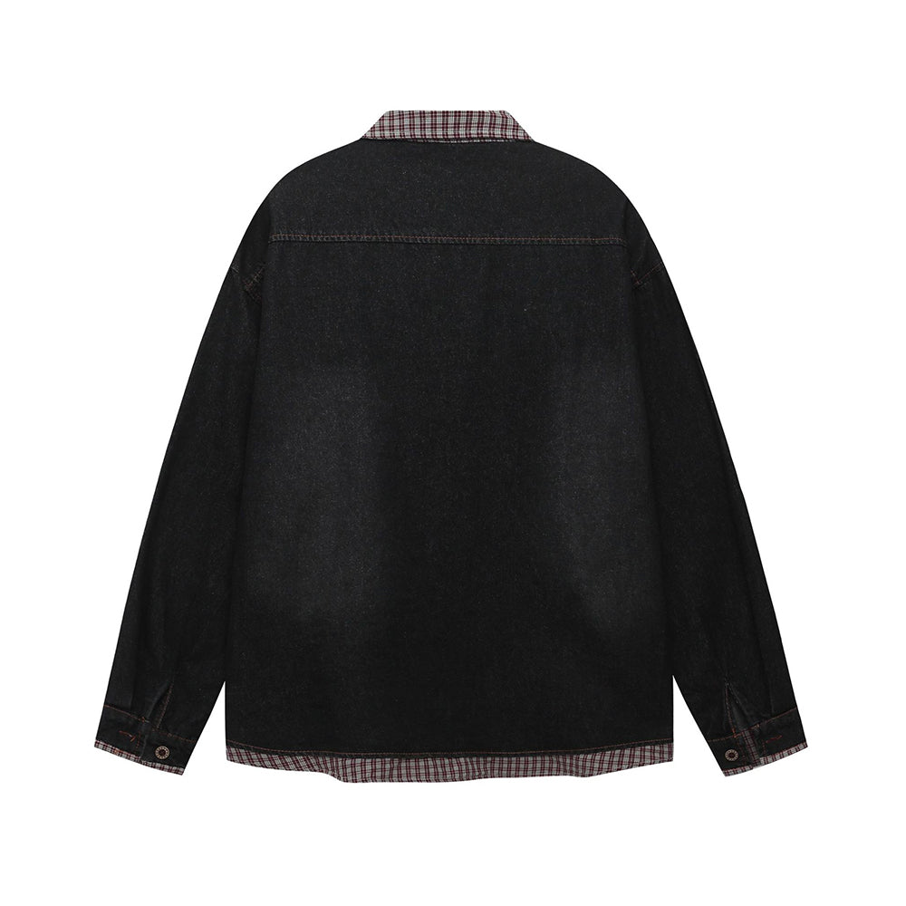 Spliced ​​fake two-piece denim shirt