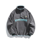 Casual stand-up collar fleece-lined sweatshirt