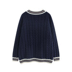 復古撞色套頭毛衣